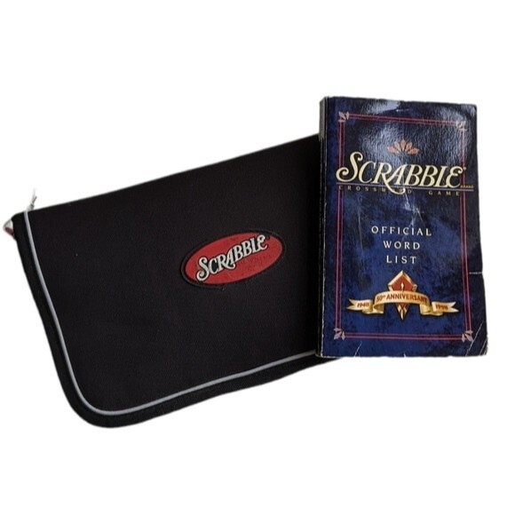 Scrabble Travel Zipper Folio & Official Word List Book Set On The Go Games - Picture 1 of 9